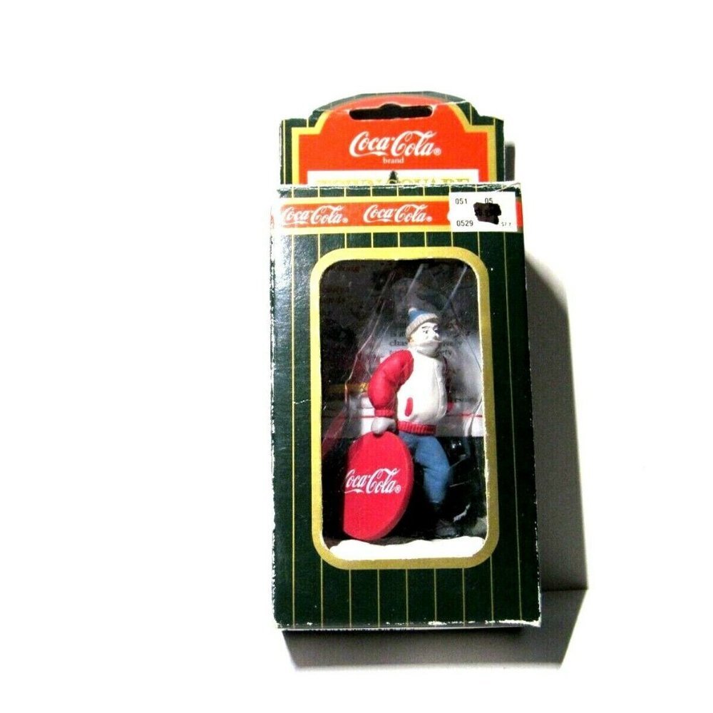Coca Cola Ornament Man carrying Round Coca Cola